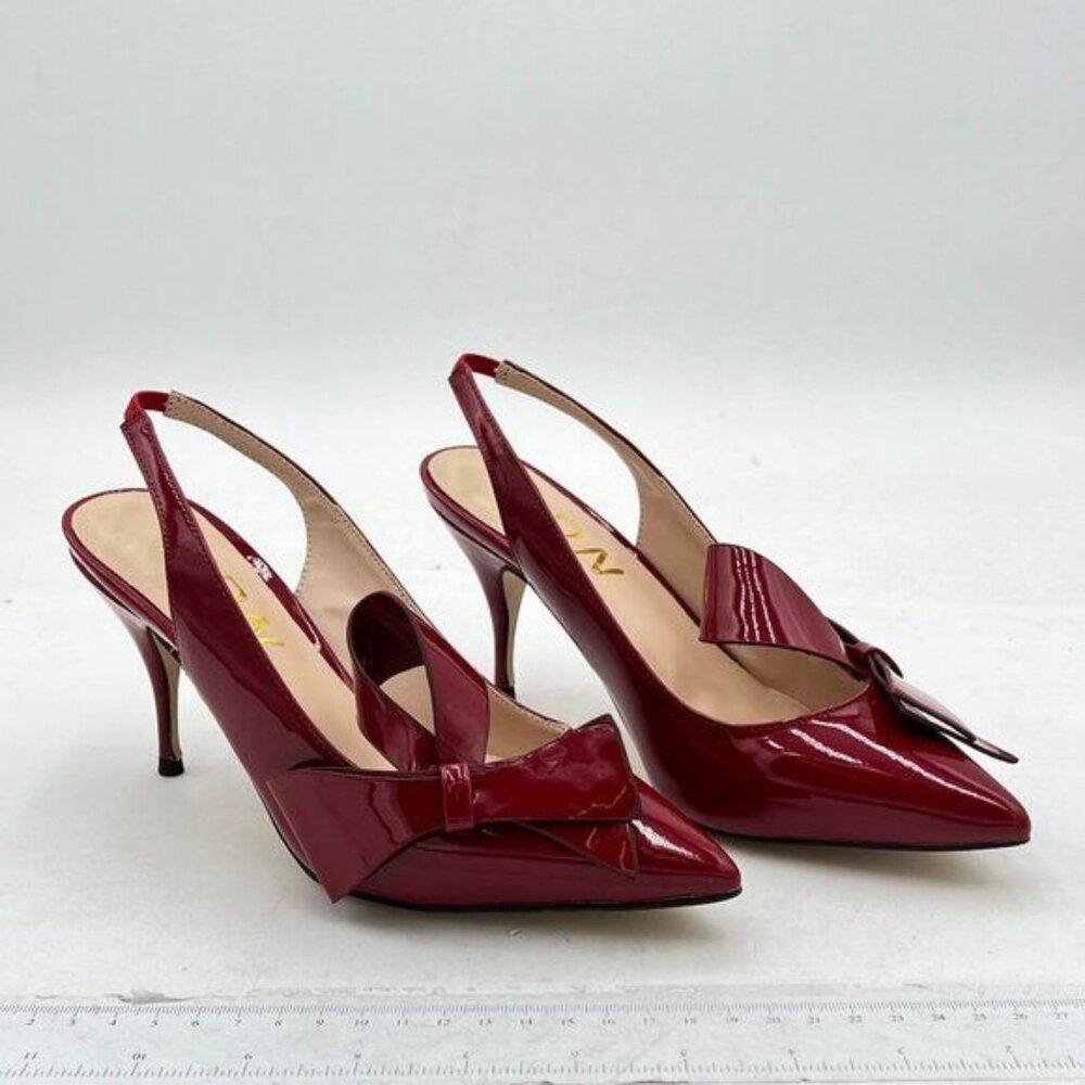 YDN Women Stiletto Mid Heel Pumps Bow Pointed Toe Slingback Slip on Sandals Dres